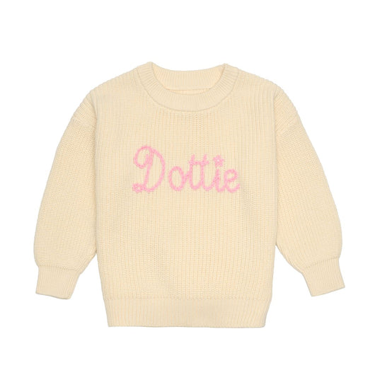 Embroidered Kiddy Cream Sweater